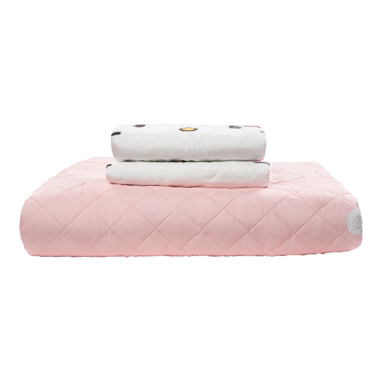 Jay Franco Hello Kitty Pink Stripes & Hearts Full/Queen Size Quilt & Sham Set - Super Soft Lightweight Bedspread Set