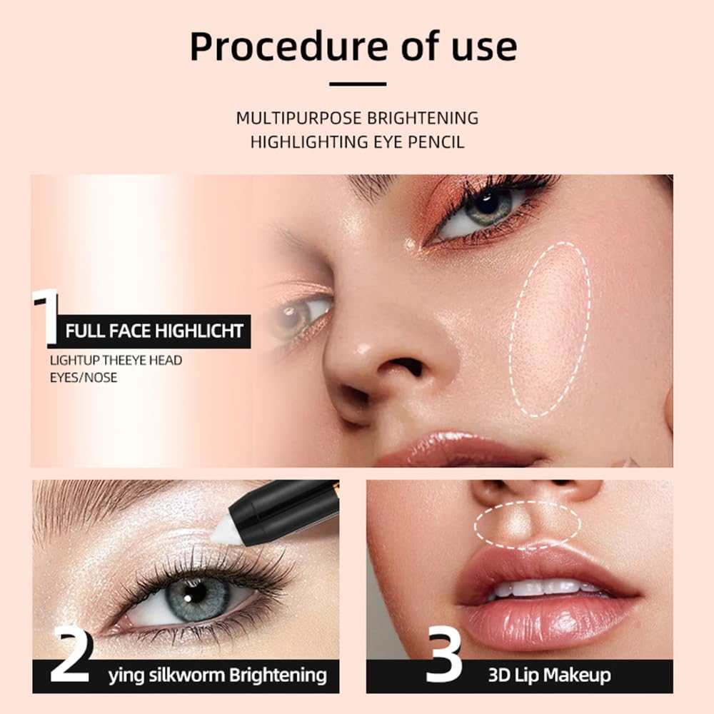 Monochrome Cream Glitter-Shimmer Eye Shadow Stick Palette makeup | 2-in-1 Eyeshadow & Eyeliner Pencil for Women | Waterproof, Vegan & Cruelty-Free | Sombras Para Ojos | 01 Shimmer Light Gold
