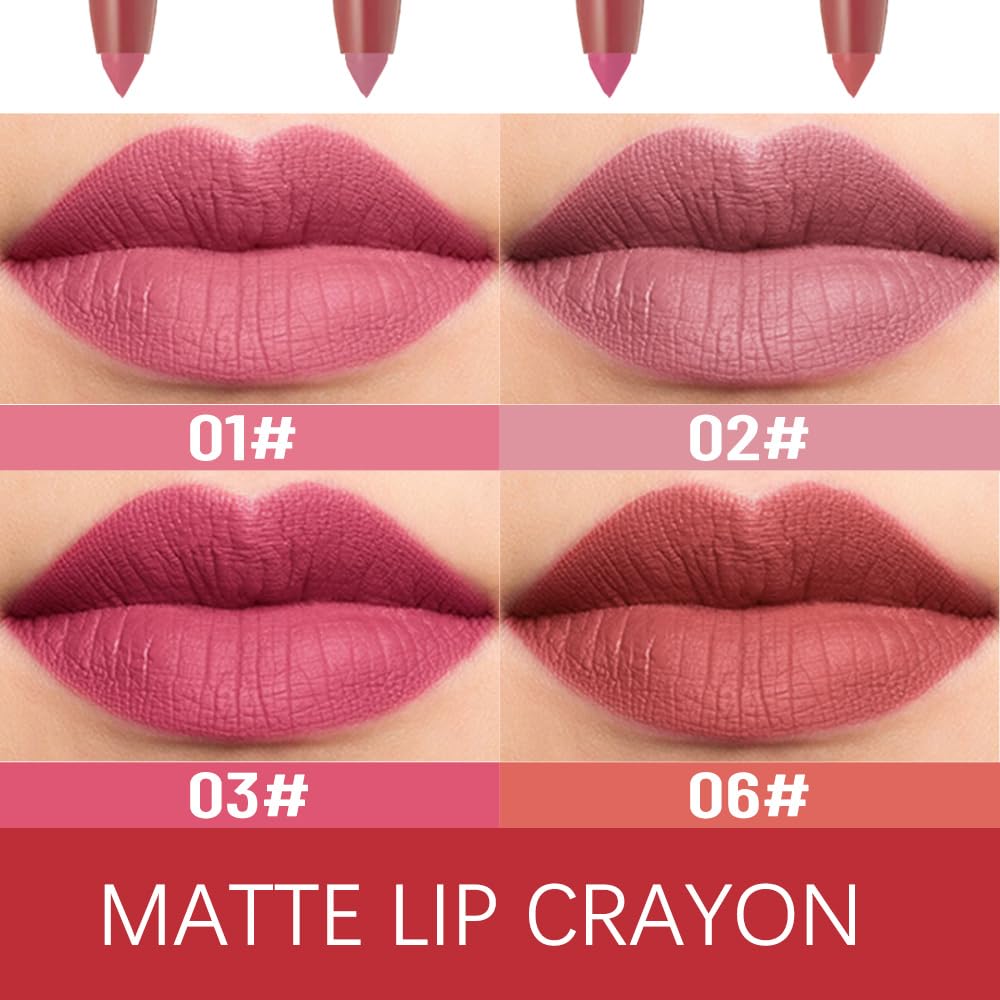 BINGBRUSH Lip Crayons Matte Long Lasting Lipstick Pack Set,Moisture Smooth Lipliner With Built-in Sharpener Ultimate Lip Crayon for Makeup- Waterproof Velvet Lipgloss Lip Stain (03#Purple Beige)