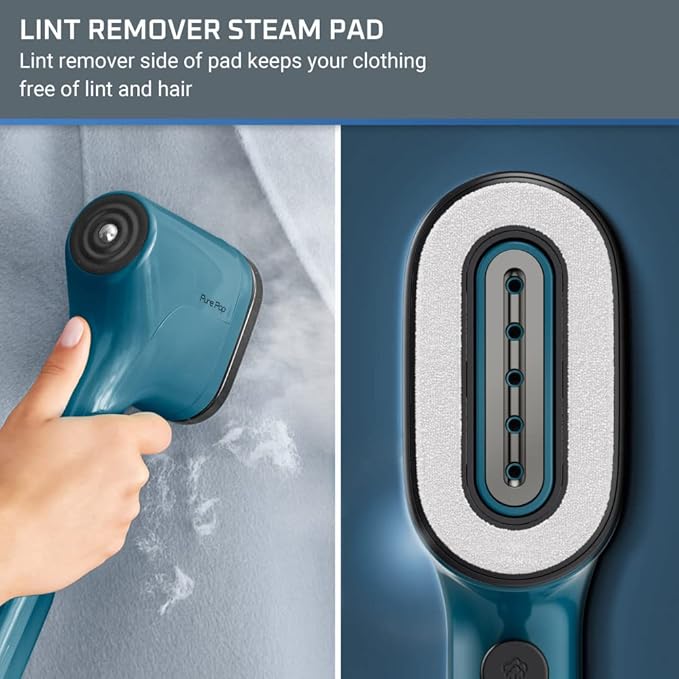 Rowenta, Steamer for Clothes, PurePop Handheld Steamer, 1.5 Lbs, 15 Second Heatup, 2.3 Oz Capacity, 1150 Watts, Ironing, Blue Clothes Steamer, Vacation Essentials, Travel Must Have, DR2020