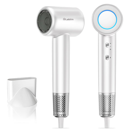 Labiim Hair Dryer, High-Speed Ionic Low Noise Blow Dryer with Brushless Motor for Fast Drying, Thermo-Control Quiet Compact Hair Blow Dryer, Hairdryer with 1 Nozzle Attachments for Home Salon Travel