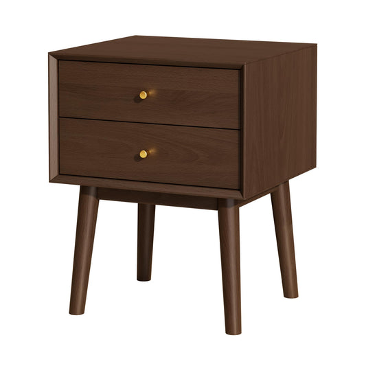 SANXIANHM Mid Century Modern Nightstand, 2 Drawers, Solid Wood Night Stand, Espresso Colored End Table