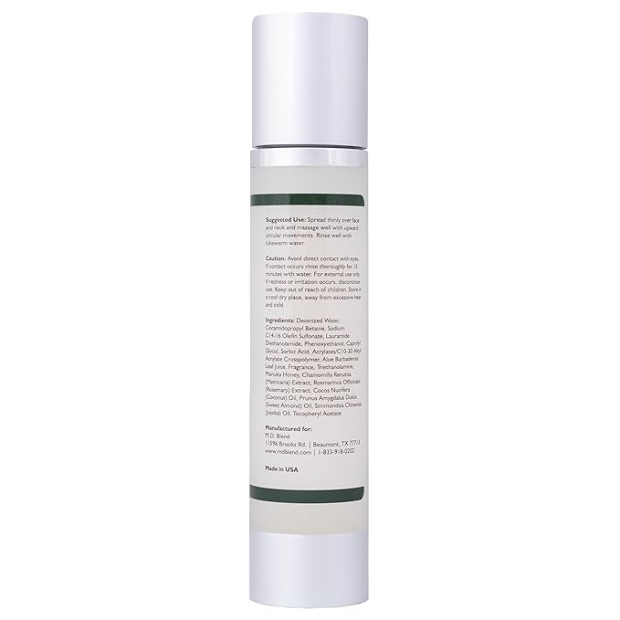 Coconut & Honey Aloe Purifying Cleanser | Organic Face Wash for Women & Men | Gentle Vegan Foaming Facial Cleanser for All Skin Types | Non-Toxic, Clean Ingredients | 120ml Airless Pump