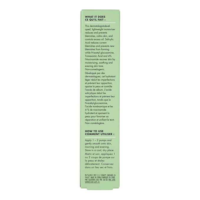 e.l.f. SKIN Blemish Breakthrough Calming Water Cream, Lightweight Blemish-Fighting Face Moisturiser, Prevents New Blemishes & Calms Skin