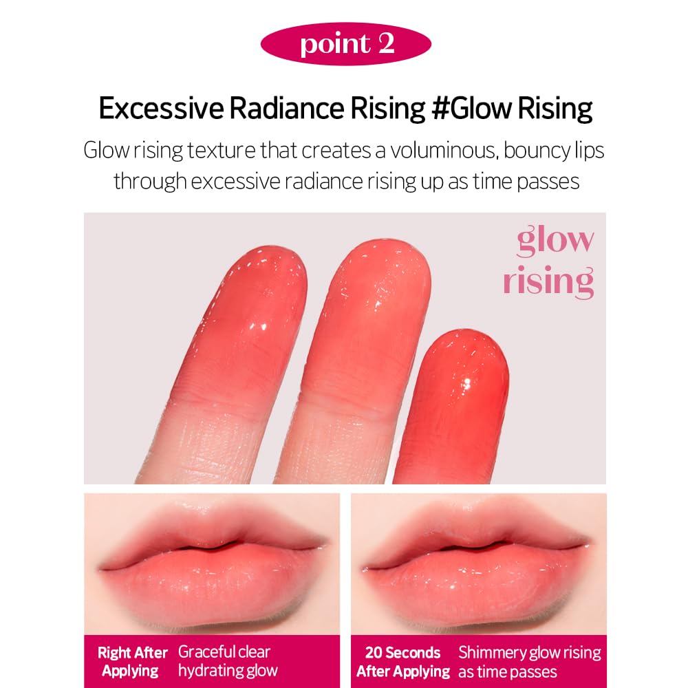 ETUDE Over Glowy Lip Stain Tint #1 Scented Rose | Non-Sticky Vegan Lip Tint | Moisturized & Long-lasting Lip Gloss | Daily Tint for Dry Lips K-beauty