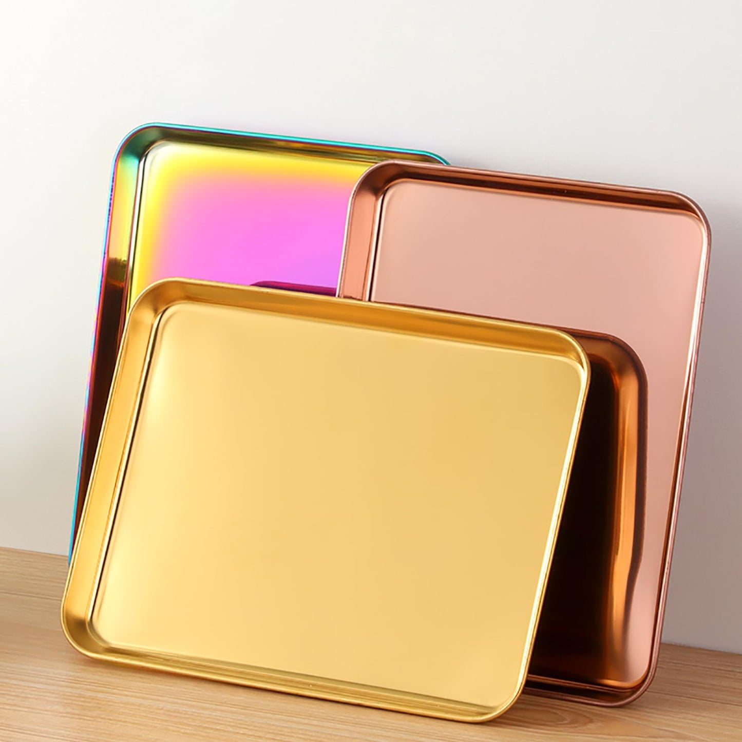 DOCBLACK Baking Tray, Stainless Steel Baking Cookie Sheet, Rimmed Pan Baking, Non Toxic & Healthy, Mirror Finish & Rust-Free, Easy Clean & Dishwasher Safe - Rainbow