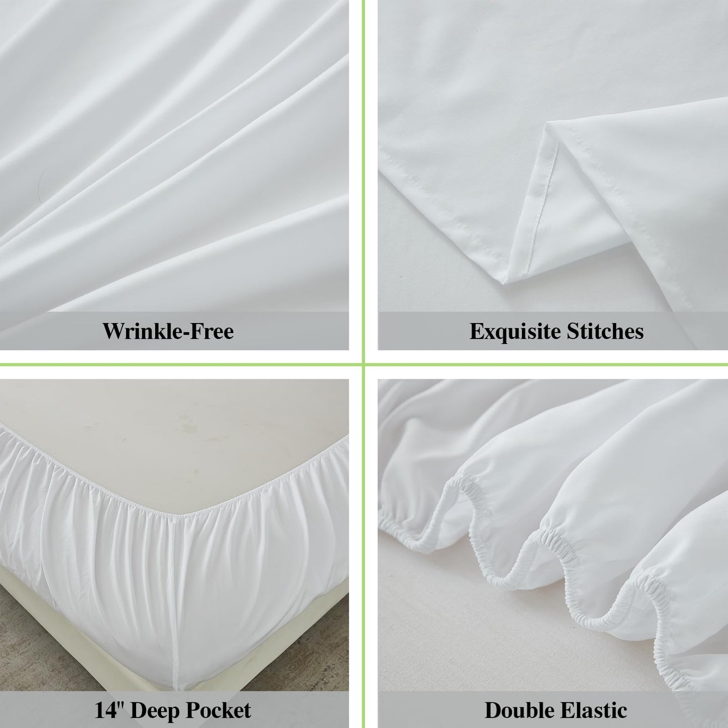 ILAVANDE White King Sheets Set 6 Piece,Hotel Luxury Super Soft 1800 Series Microfiber Bed Sheets King Set-Wrinkle & Fade Resistant-14 Deep Pockets Sheets for King Size Bed(King,White)