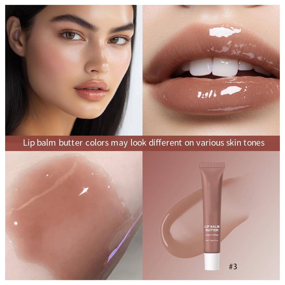 Summer Butter Lip Balm, Moisturizing Hydrating Natural Lip Care, Rich in Nutrients for Soft Smooth Lips (Iced Coffee)