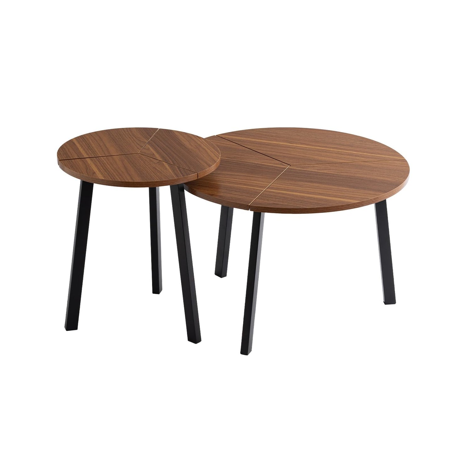 HOMPUS Nesting Coffee Table, 23.6'' Modern Coffee Table Sets, Nesting Tables Set of 2, Round Coffee Table Set 2, Nesting Tables for Living Room, Dining Room (Walnut)