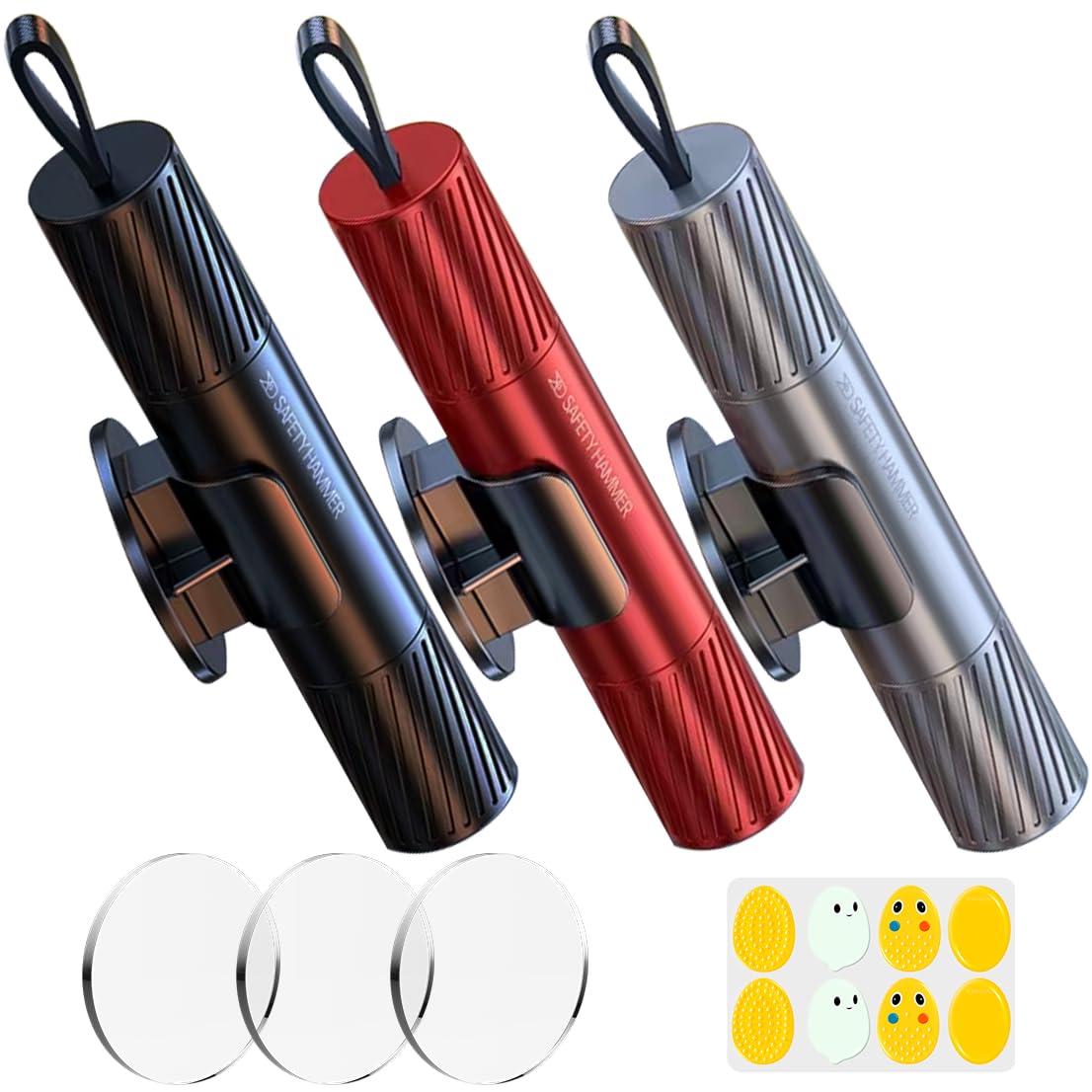 Safehammer - 2025 Upgraded Safe Hammer Glass Breaker Under Water, Car Hammer Seatbelt Cutter Window Breaker Emergency Escape Tool, Safehammer Glass Breaker for New Cars (3PCS)