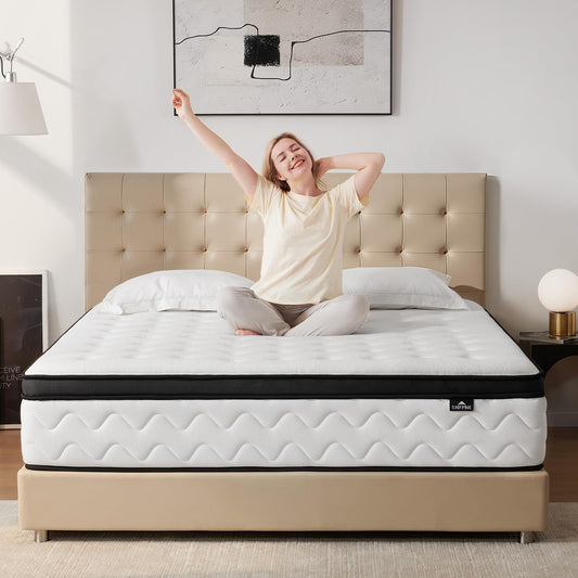 King Size Mattress 12 Inch - Medium Firm Hybrid Mattress with Memory Foam & Zoned Pocket Springs for Pressure Relief, Quiet Sleep | Fiberglass-Free, CertiPUR-US Certified | King Mattresses in a Box