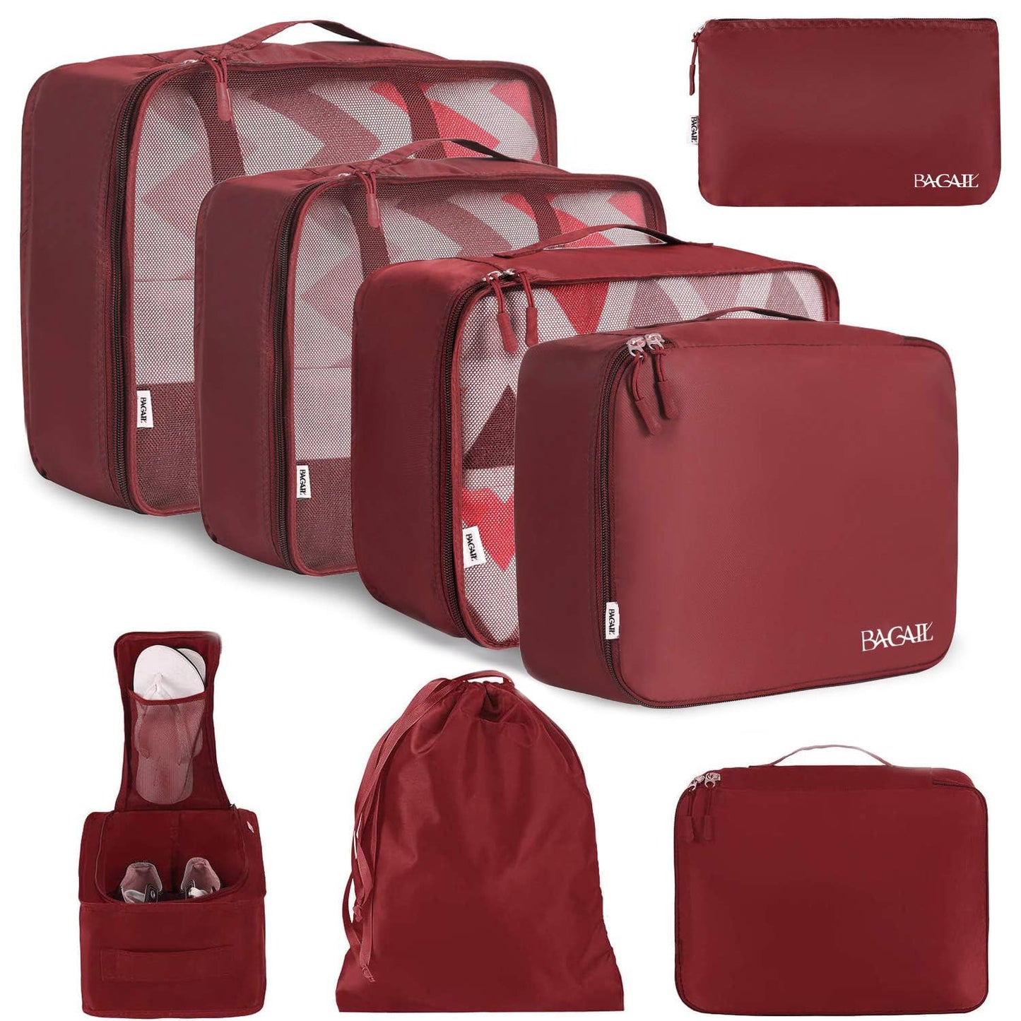 BAGAIL 8 Set Packing Cubes Luggage Organizer Bags for Travel Accessories-Cream