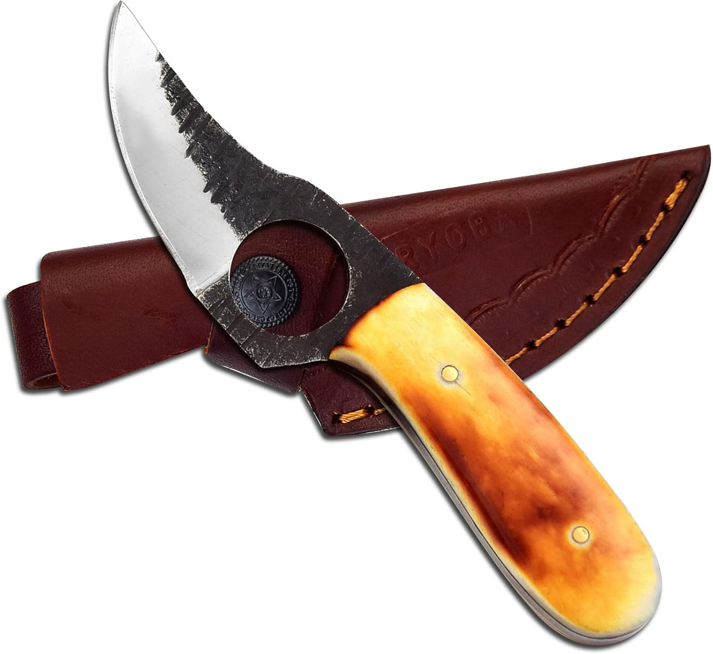 Skinning Knife,Small Hunting Fixed Blade Knife,Damascus Bone Skinning Knife, 3 Inch Blade Outdoors Camping Gear, Fixed Blade Bushcraft Knives,Knife for men