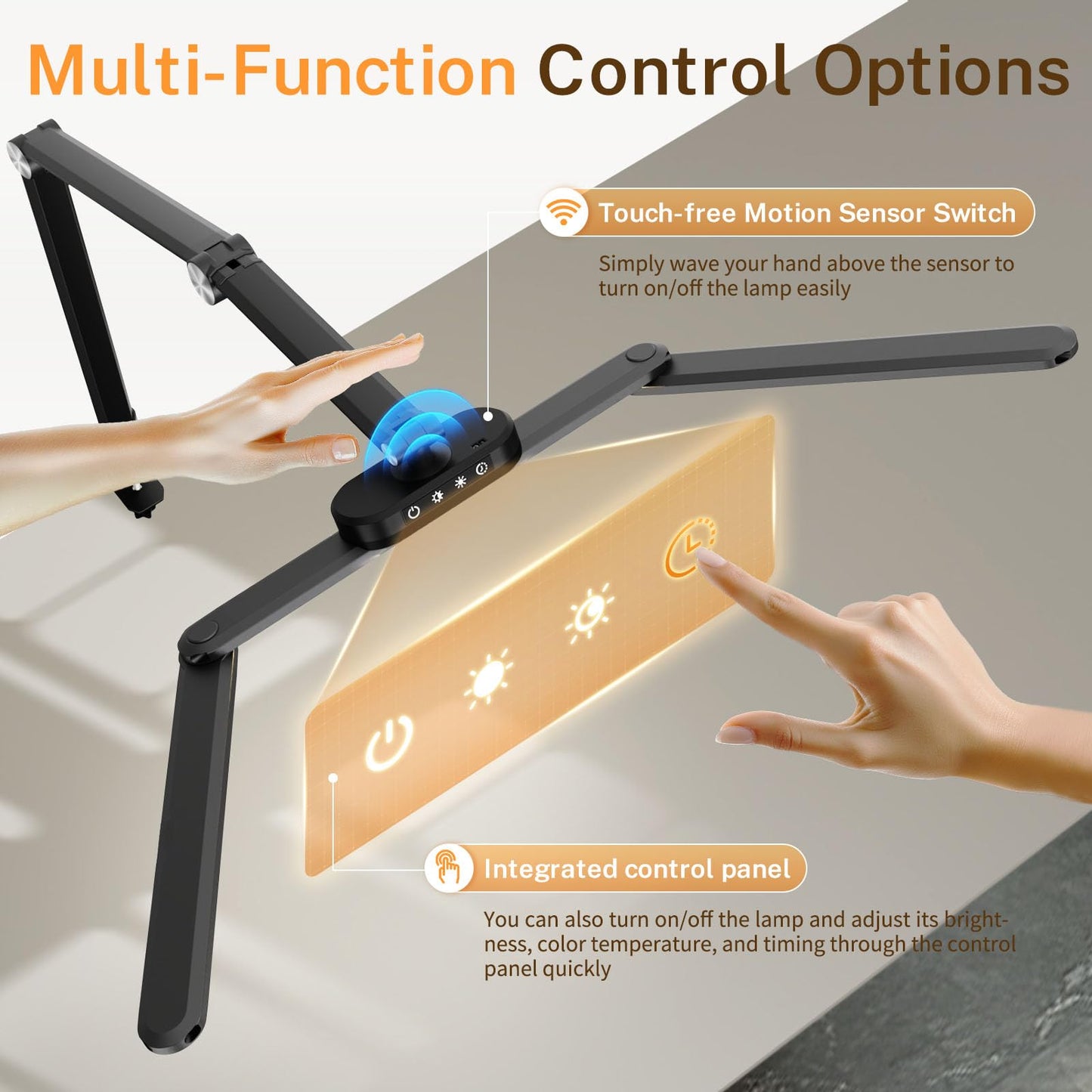Table Lamp, LED Desk Lamp with Clamp and Base, Architect Desk Lamp for Home Office with Remote Control, 24W Ultra Bright Desk Light with Gesture Sensor Switch, Memory Function, Eye Caring Table Light