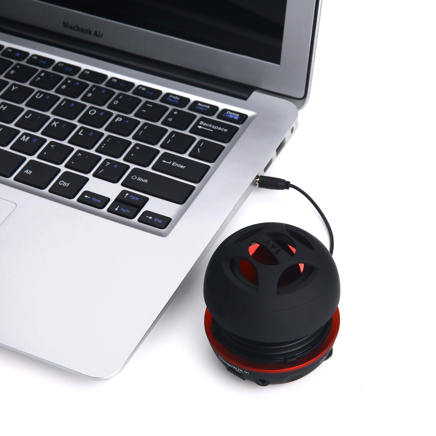 AYL Mini Speaker System, Portable Plug-in Speaker with 3.5mm Aux Input, External Audio for Laptop Computer, MP3 Player, iPhone, iPad, Cell Phone (Black)