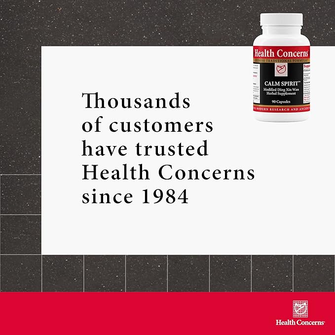 Health Concerns Calm Spirit - Stress Relief Supplement for Men & Women - Herbal Calming Support - Eases Tension & Nervousness - Magnesium, Hawthorn, Chinese Peony & More - 90 Capsules
