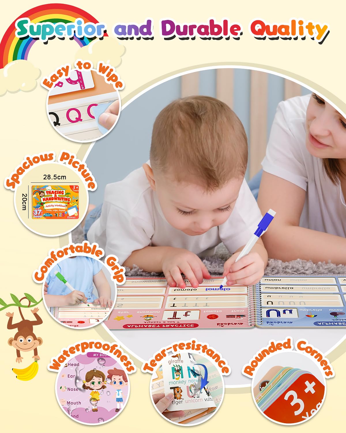 Baobrava Preschool Learning Activities 3-8: 37 Handwriting Practice & Tracing Books for Kids | Travel Games for Car and Airplane | Kindergarten Workbooks | Outdoor Activities Books | Gift for Kids