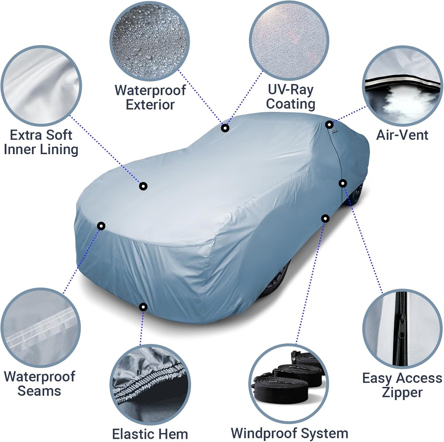 iCarCover Premium Car Cover for 1978-1987 Chevy El Camino Heavy Duty Waterproof All-Weather Automobiles Custom Fit Indoor Outdoor UV Snow Protection Covers with Straps and Bag