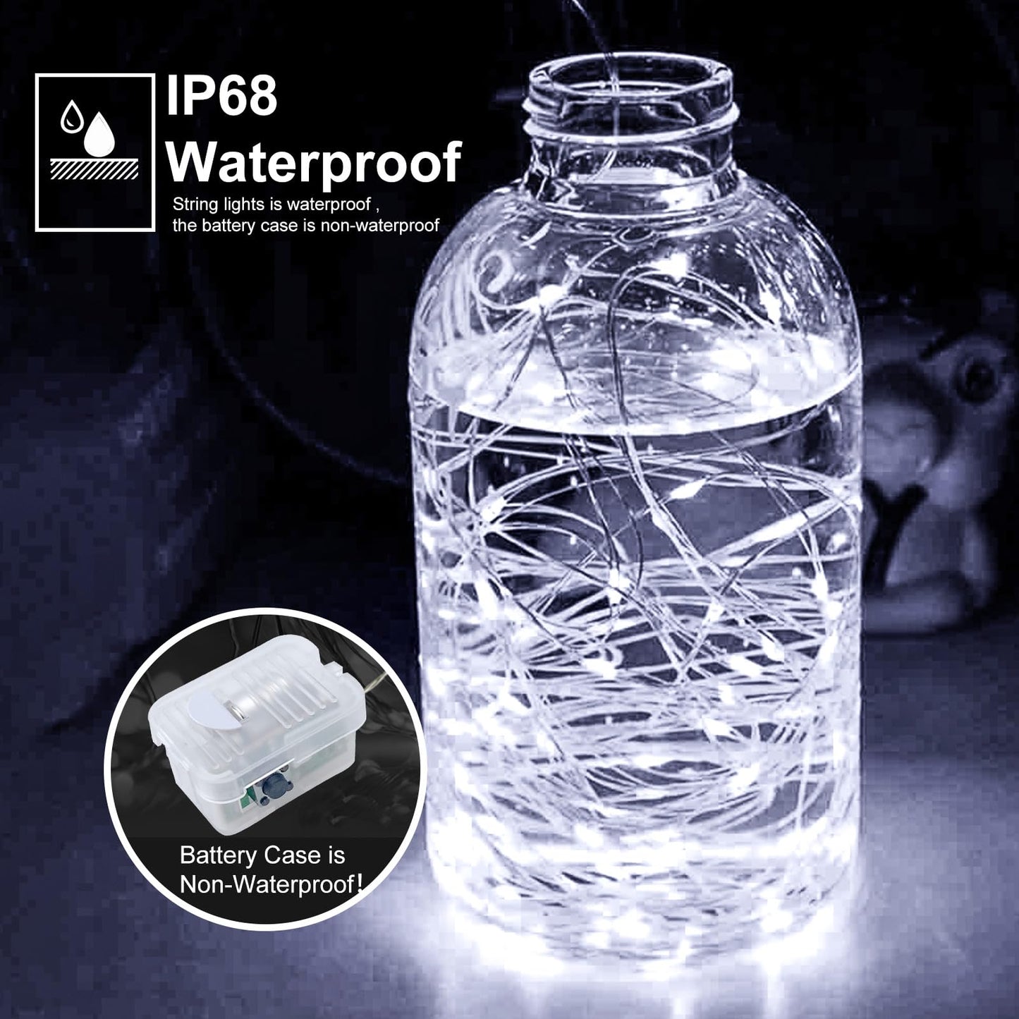 pozzolanas 12 Pack White Battery Operated String Lights - 7ft Waterproof Fairy Lights with 20 LEDs for Home, Mason Jar, Party, Wedding, Halloween, Christmas Decorations
