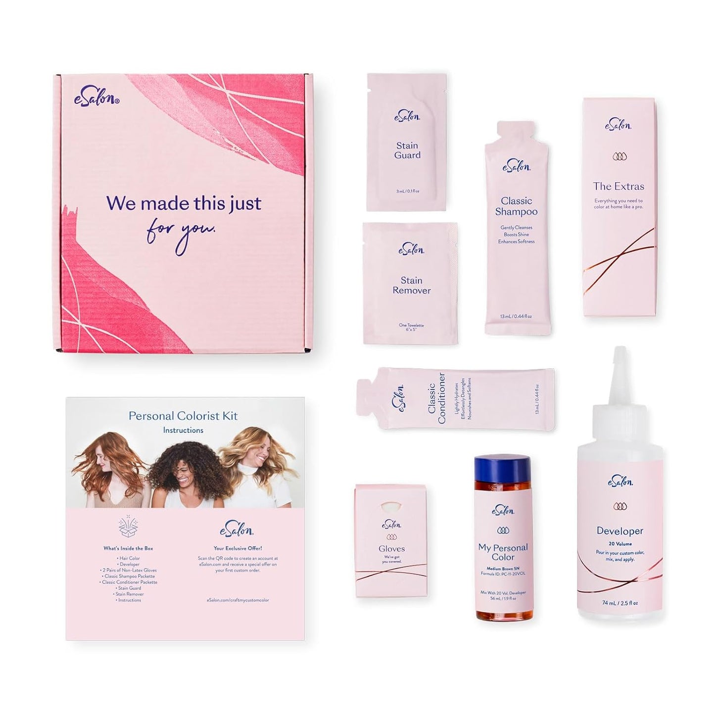 eSalon Permanent Hair Color & Hair Dye - Light Brown - Professional-Grade Ammonia-Free Personal Colorist for Up To 100% Gray Coverage on All Hair Types