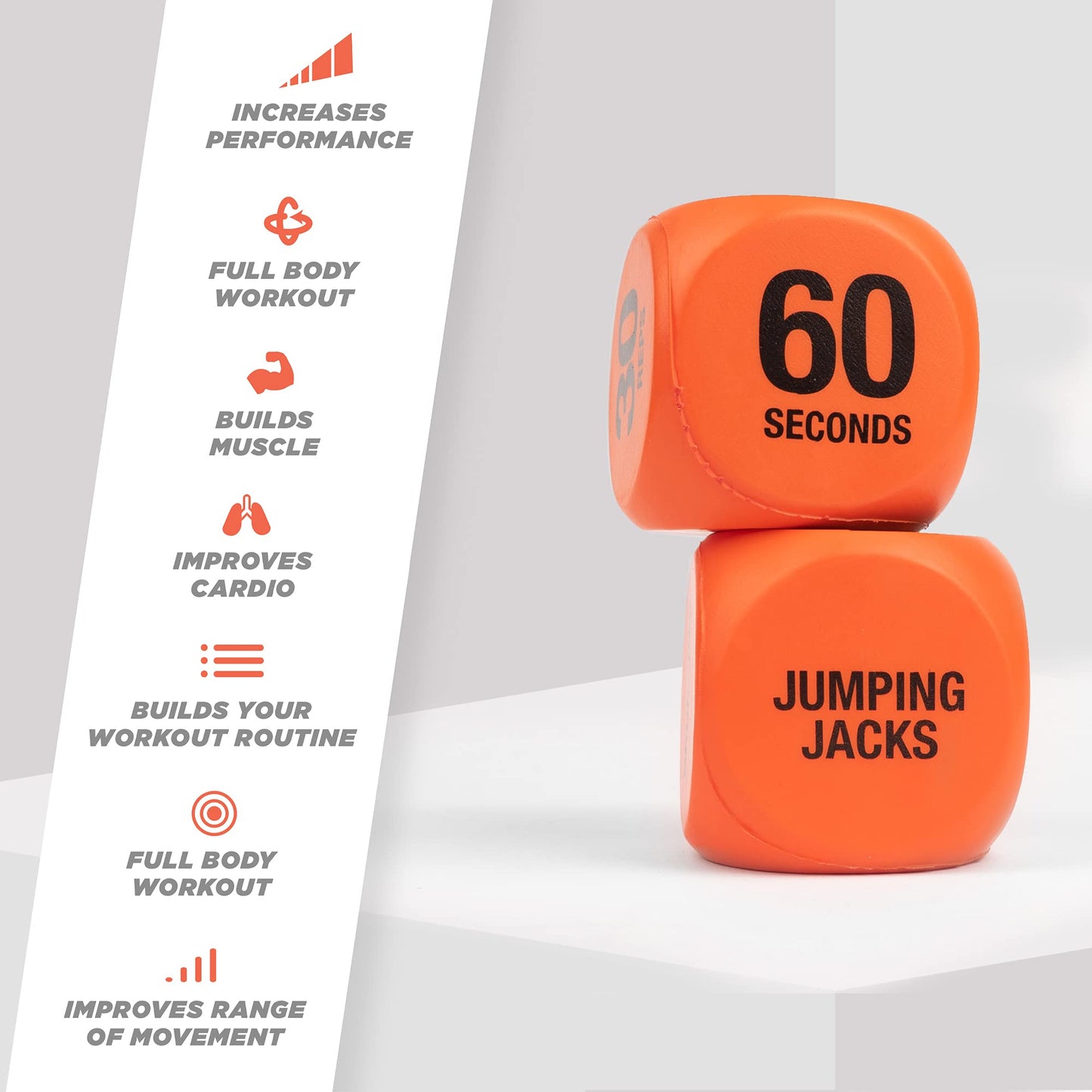 Phoenix Fitness Exercise Dice - Workout Dice Game for Cardio, HIIT Training and Exercise Classes - Full Body Training includes Push Ups, Squats, Jumping Jacks, Crunches & Wildcard - Home and Gym
