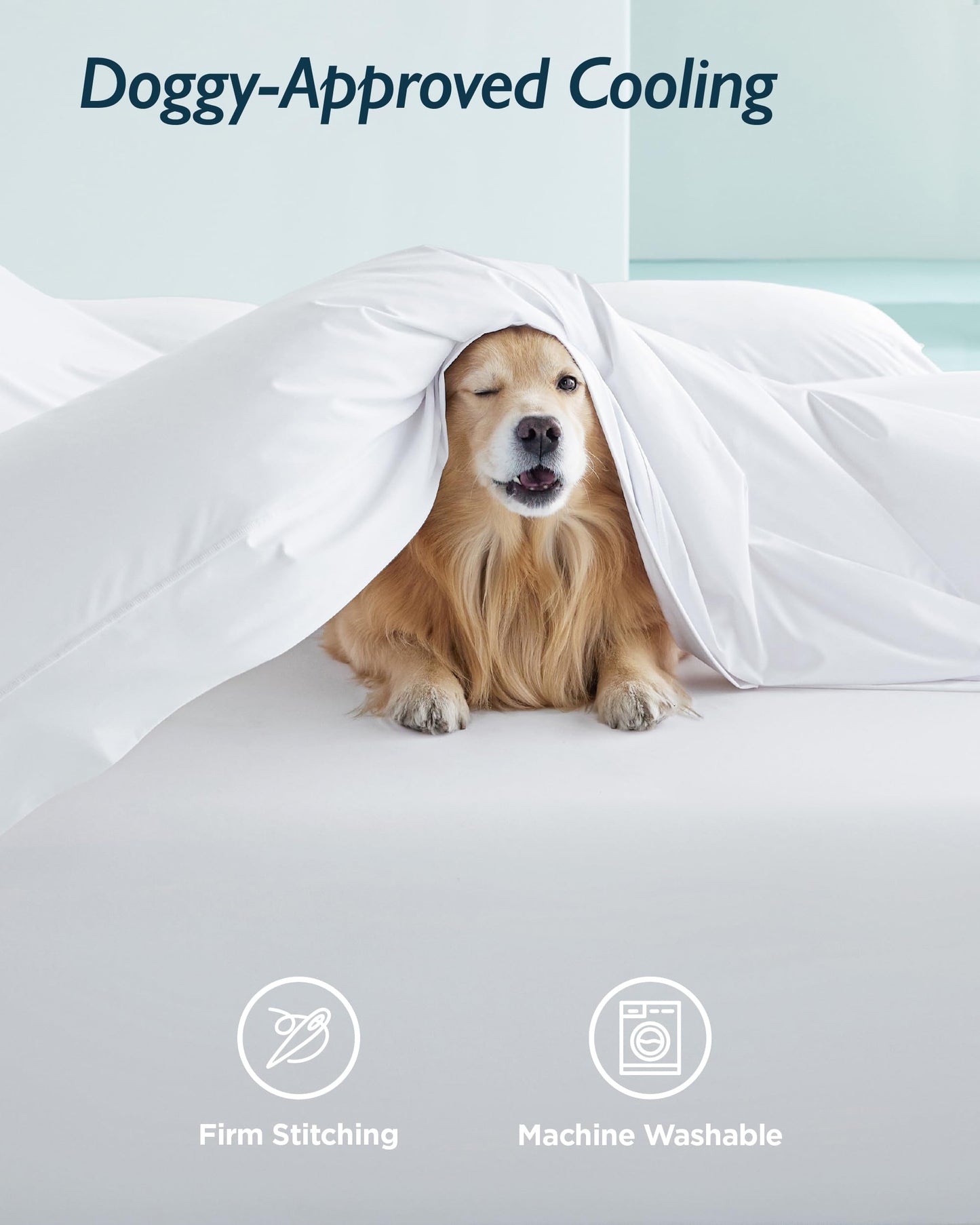 Breescape Cooling Sheet Set King Size - BlendTek™ Dry & Cool Technology for Hot Sleepers and Night Sweats, Q-Max>0.46 Tech, Deep Pocket Up to 18", 360° Elastic Band, Snow White