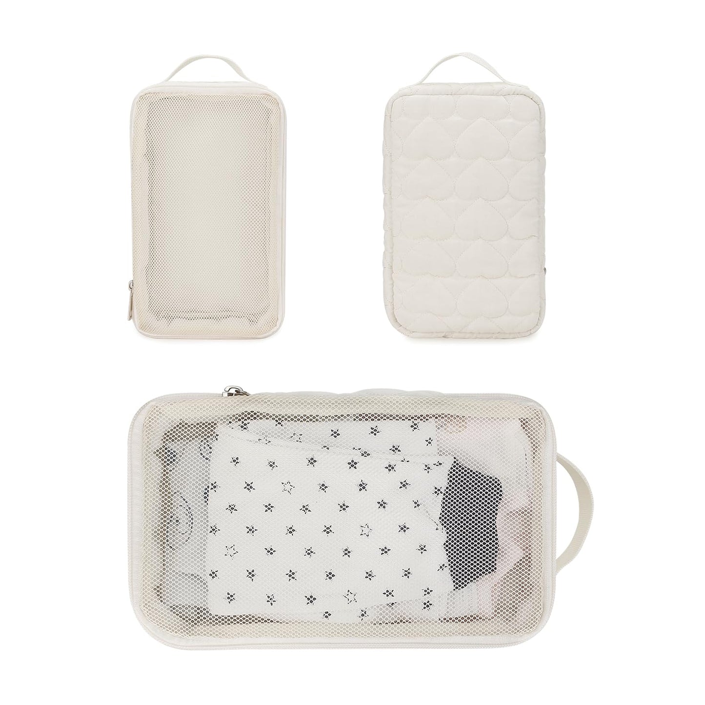 MOMIGO Baby Diaper Bag Organizer Pouches - 2 Pack Waterproof Pod Hanging Diaper Bag Mesh Bag Reusable, Washable or Baby Cloth Diapers (White)