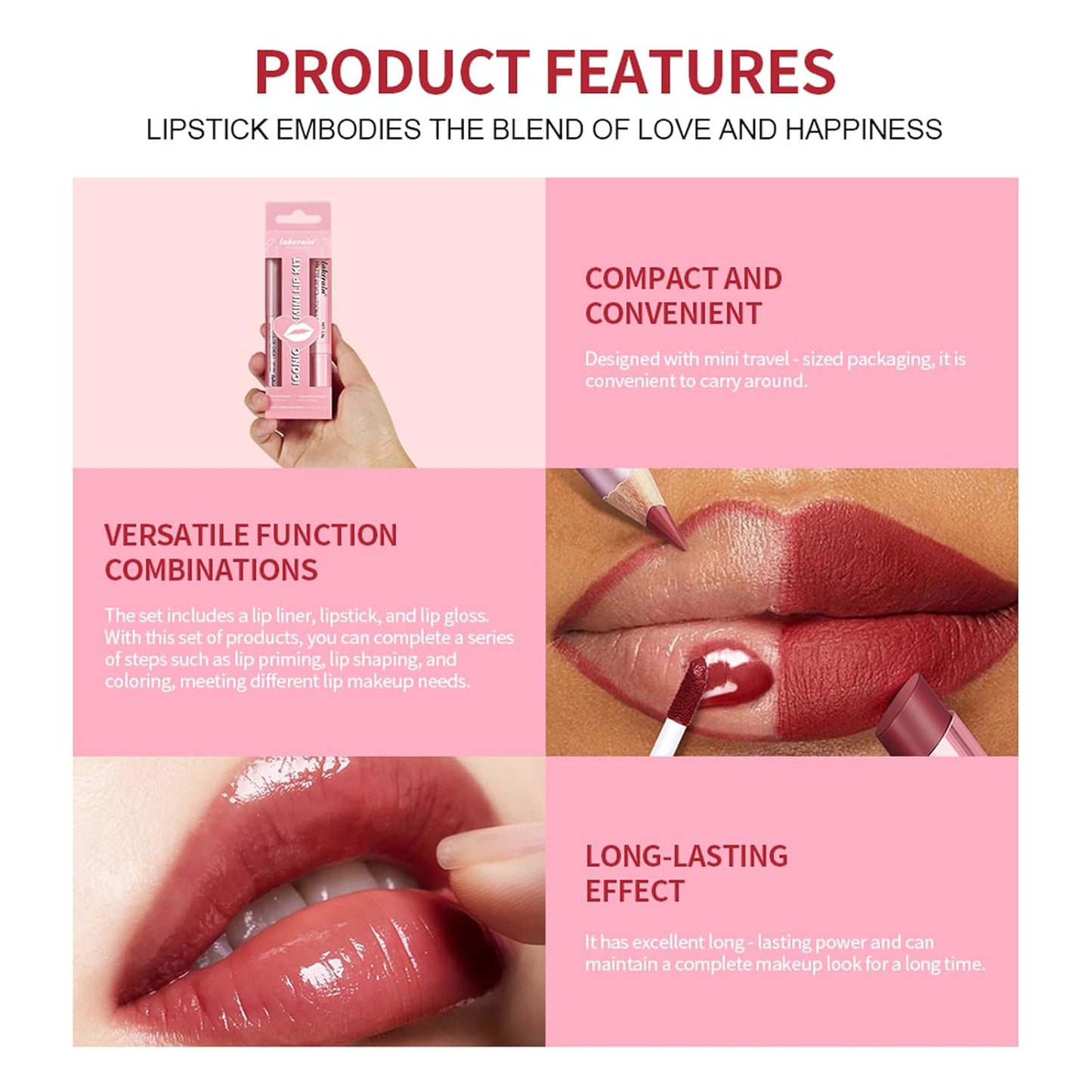 3PCS Lip Liner and Lipstick Combo Set - Matte Lip Liner Pencil, Velvet Matte Lipstick & Hydrating Collagen Lip Gloss - Long-Lasting, Smudge-Proof, High Pigment Nude Brown Lip Makeup Kit (Set 3, 3)