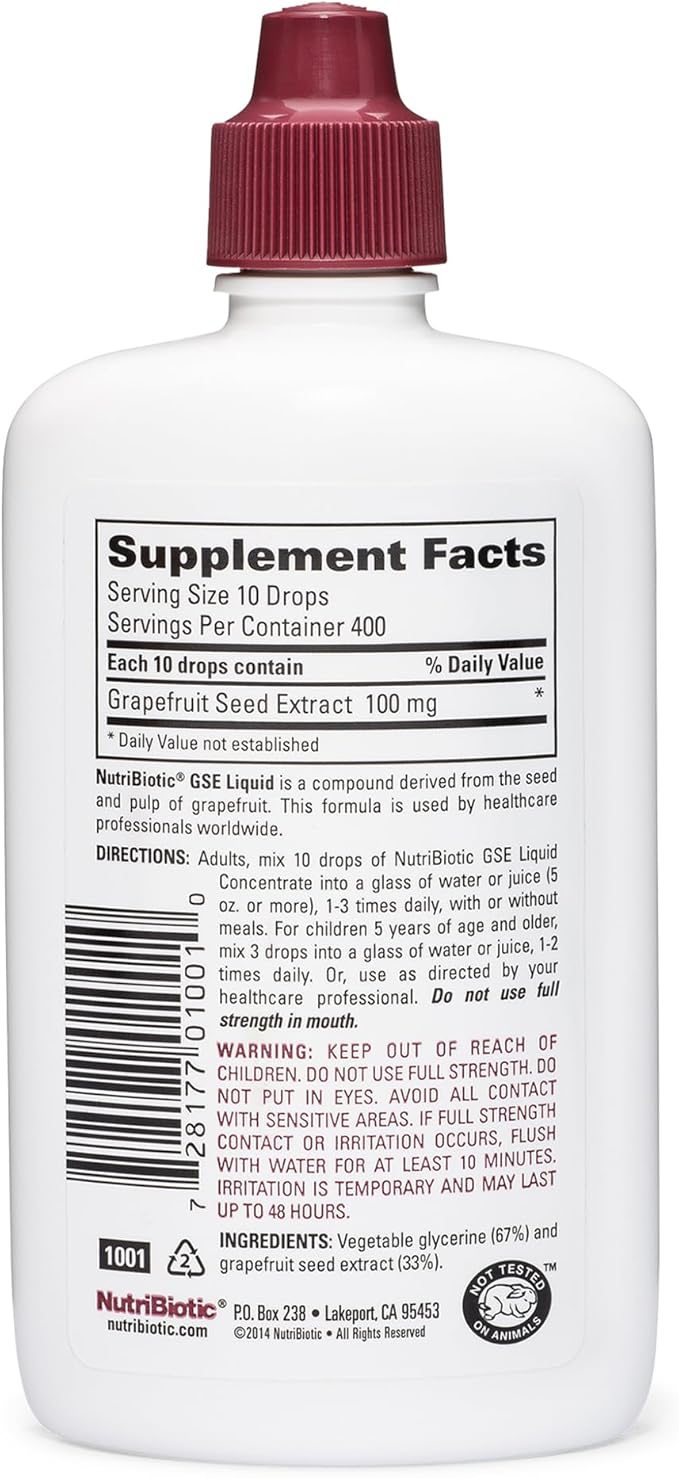 NutriBiotic – GSE, 4 Oz Liquid | The Original Grapefruit Seed Extract Premium Concentrate with Bioflavonoids | Vegan, Gluten Free, Non-GMO