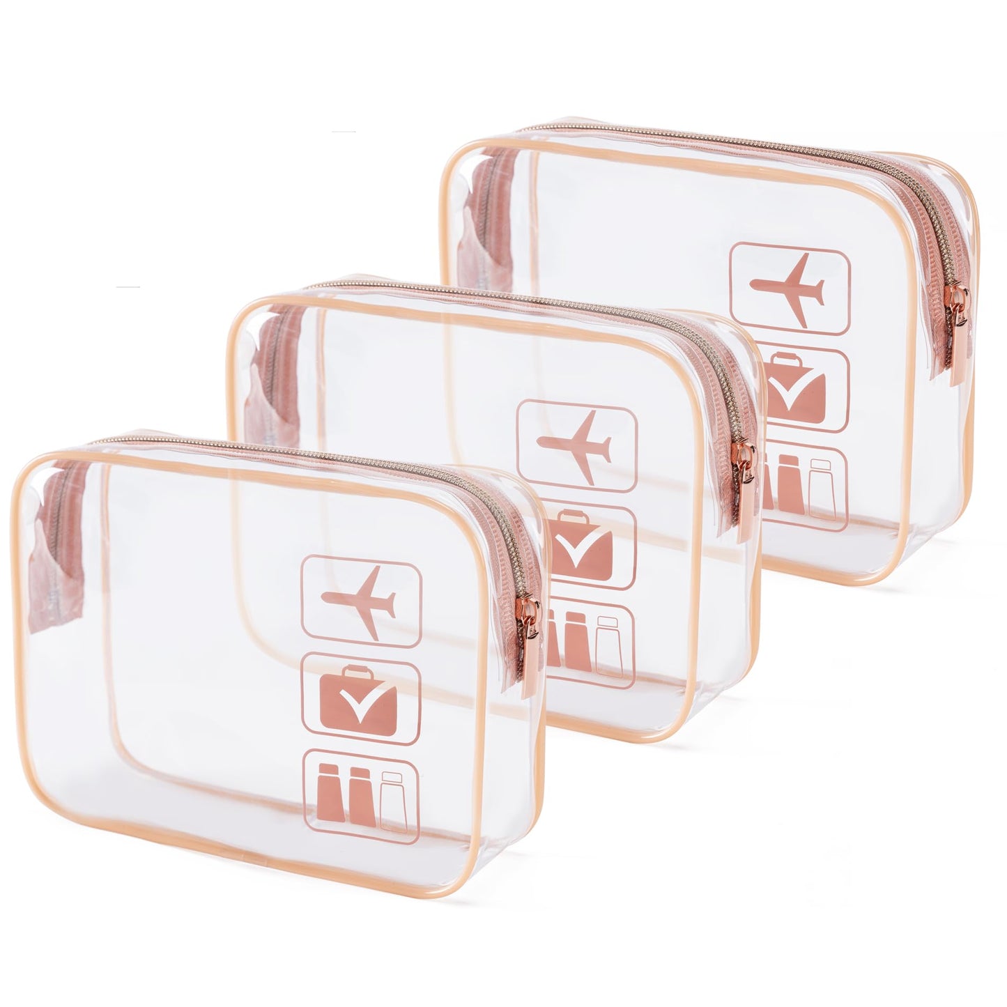 MODENGKONGJIAN TSA Approved Toiletry Bag, 3 Pcs Clear Toiletries Bags Quart Size Travel Makeup Cosmetic Bag for Women Men, Carry on Airport Airline Compliant Bag (Black)