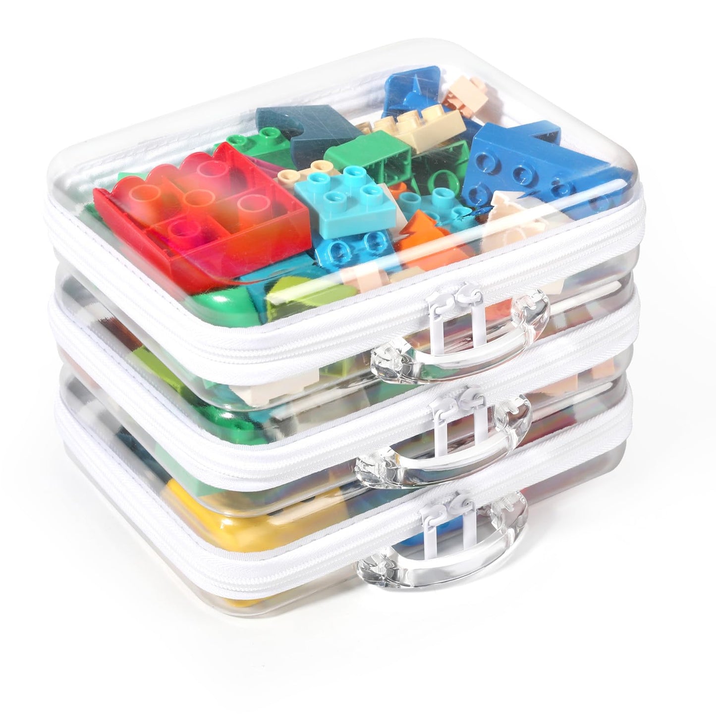 EAROND 3 Pack Clear Hard Shell Zipper Case PVC Zipper Pouches,Transparent Toiletry Pouches,Waterproof Travel Organizers,Portable Toy Storage Bins(M+M+M)