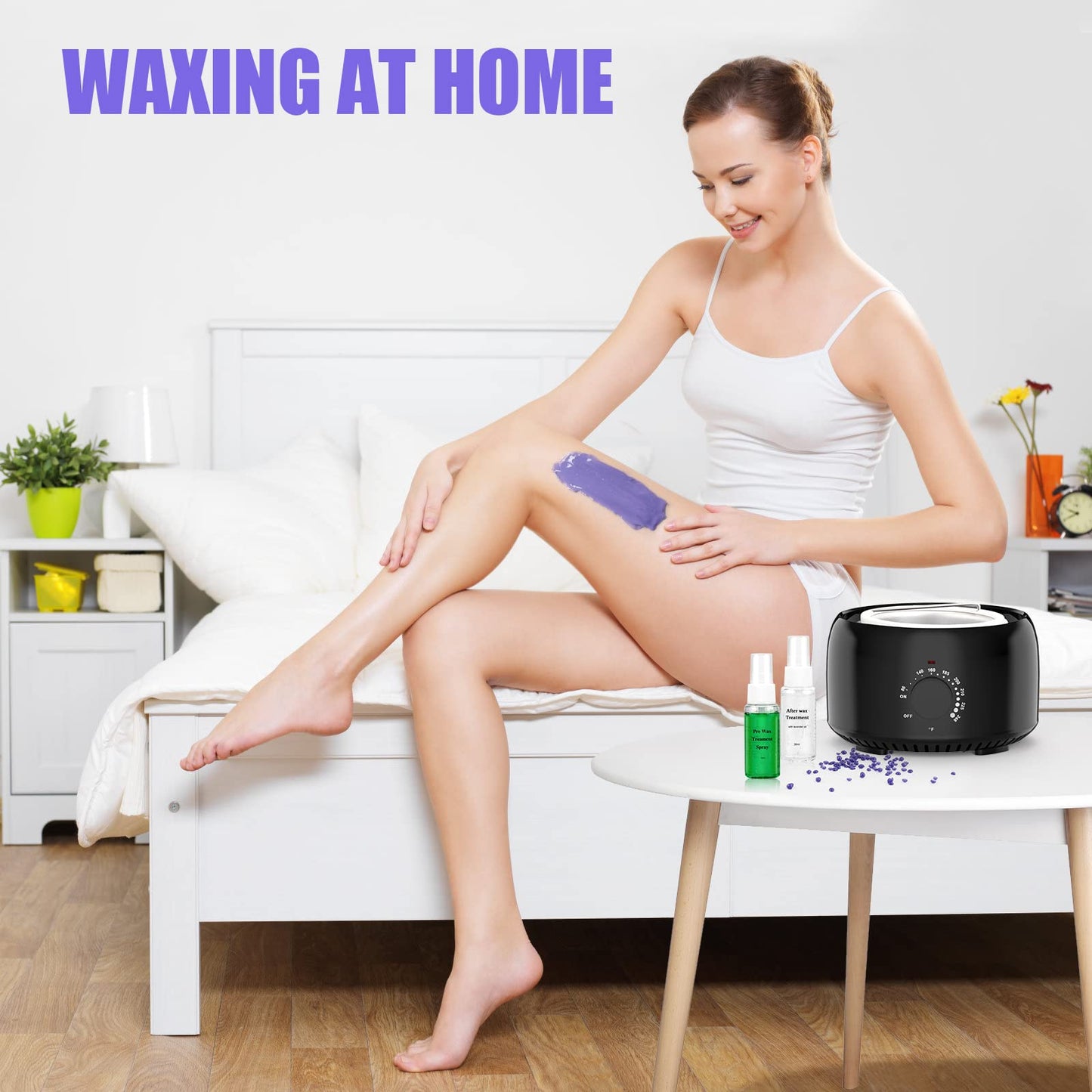 Waxing Kit - TIKESI Wax Warmer for Hair Removal, Hard Wax Kit with 14oz 5 Bags Hard Wax Beans for Full Body, Legs, Face, Eyebrows, Bikini, Brazilian Waxing Kit for Women Men