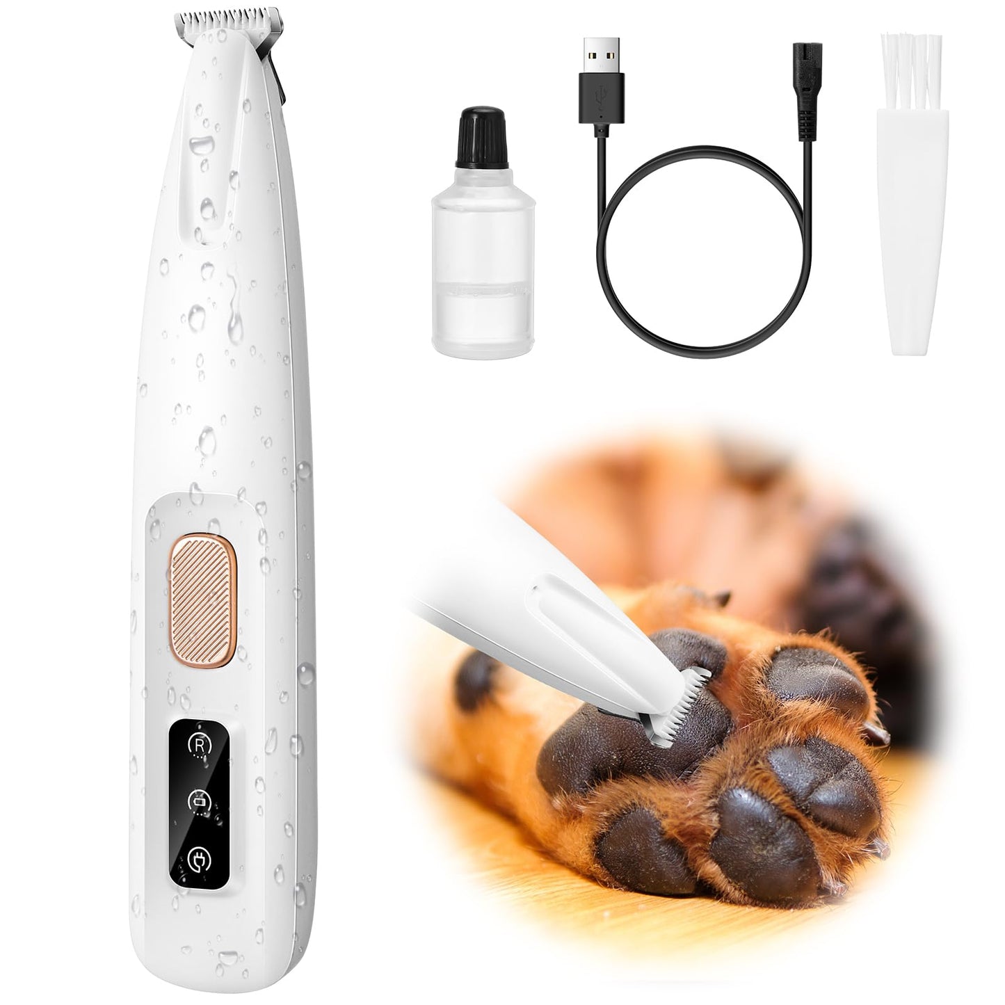 Palksky Dog Paw Trimmer, Upgraded 18mm-Blade Electric Dog Clippers for Groomming with Led Display, Waterproof Pet Micro Precision Trimmer, Rechargeable Hair Shaver for Paws, Ears, Face, Rump and Eyes