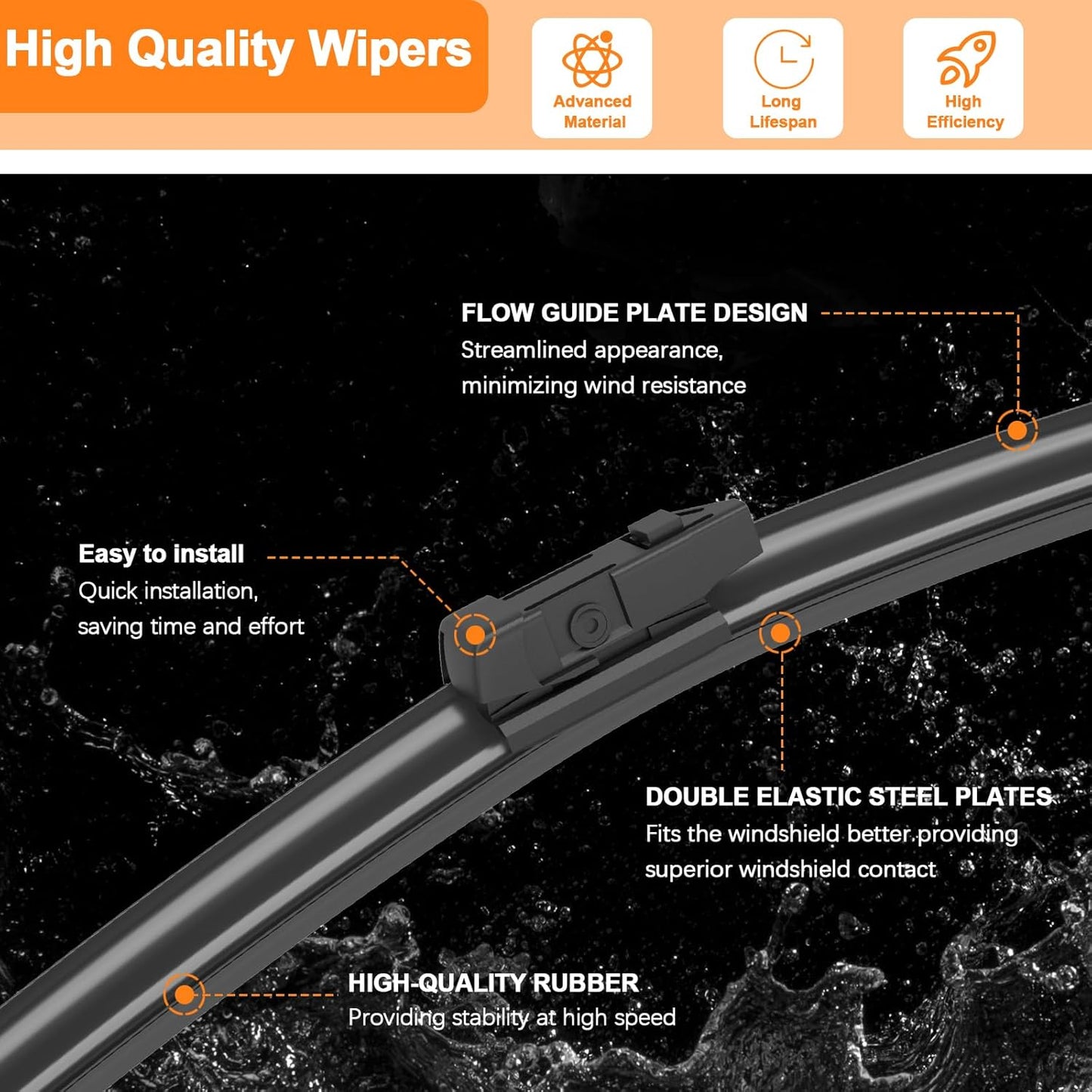 HULADAED® 20'' 20'' 12'' Windshield Wipers Replacement for Escape 2012 2011 2010 2009 2008,Silicone Front Rear Wiper blades for MY Car-All Weather & Quiet(3 PACK)