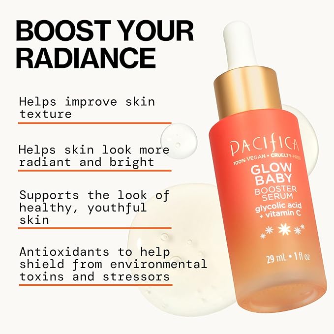 Pacifica Beauty | Glow Baby Vitamin C Trial + Value Kit | 3-Piece Skin Care Gift Set | Travel Friendly | Brightening Face Serum, Face Wash/Cleanser, Under Eye Patches | Glycolic Acid, AHA | Vegan