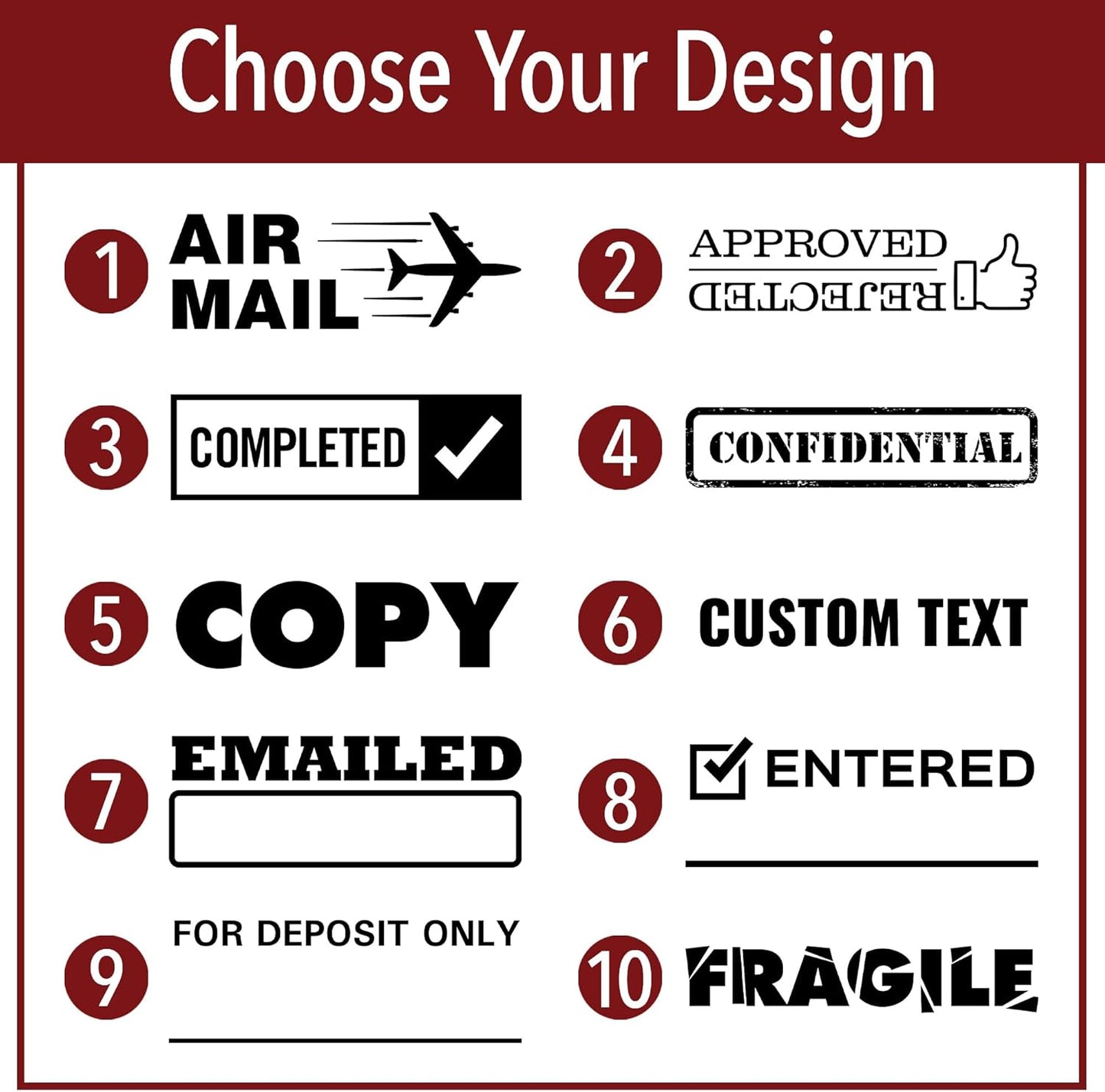 Air Mail Office Stamp | 4 Different Sizes | 20 Designs | Multiple Color Options | Perfect for Quick Validation of Office Documents (Air Mail, Xtra Wide)