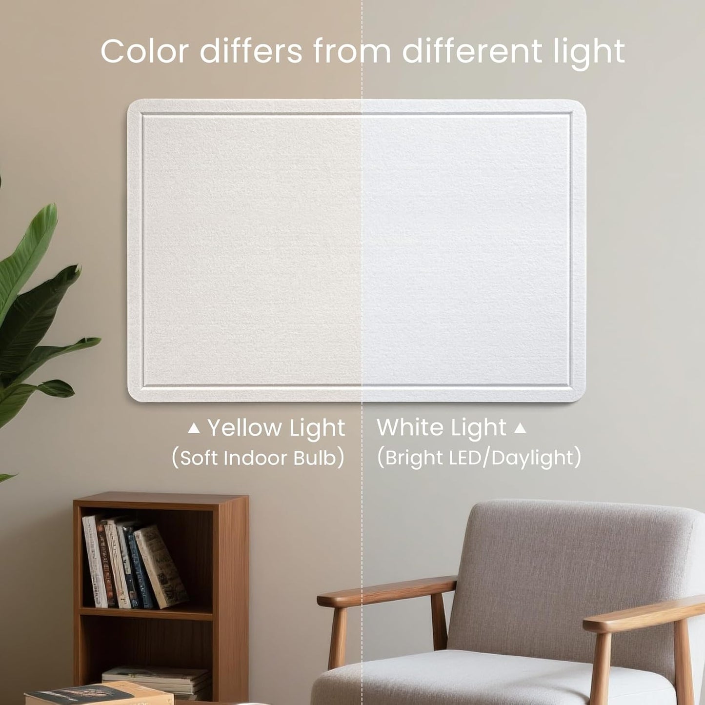 Large Bulletin Board - 48 x 36 Inches, Decorative Felt Pin Board for Wall - 4' x 3' Foldable Photo Display Board with Self-Adhesive Tape, Includes 20 Push Pins - White