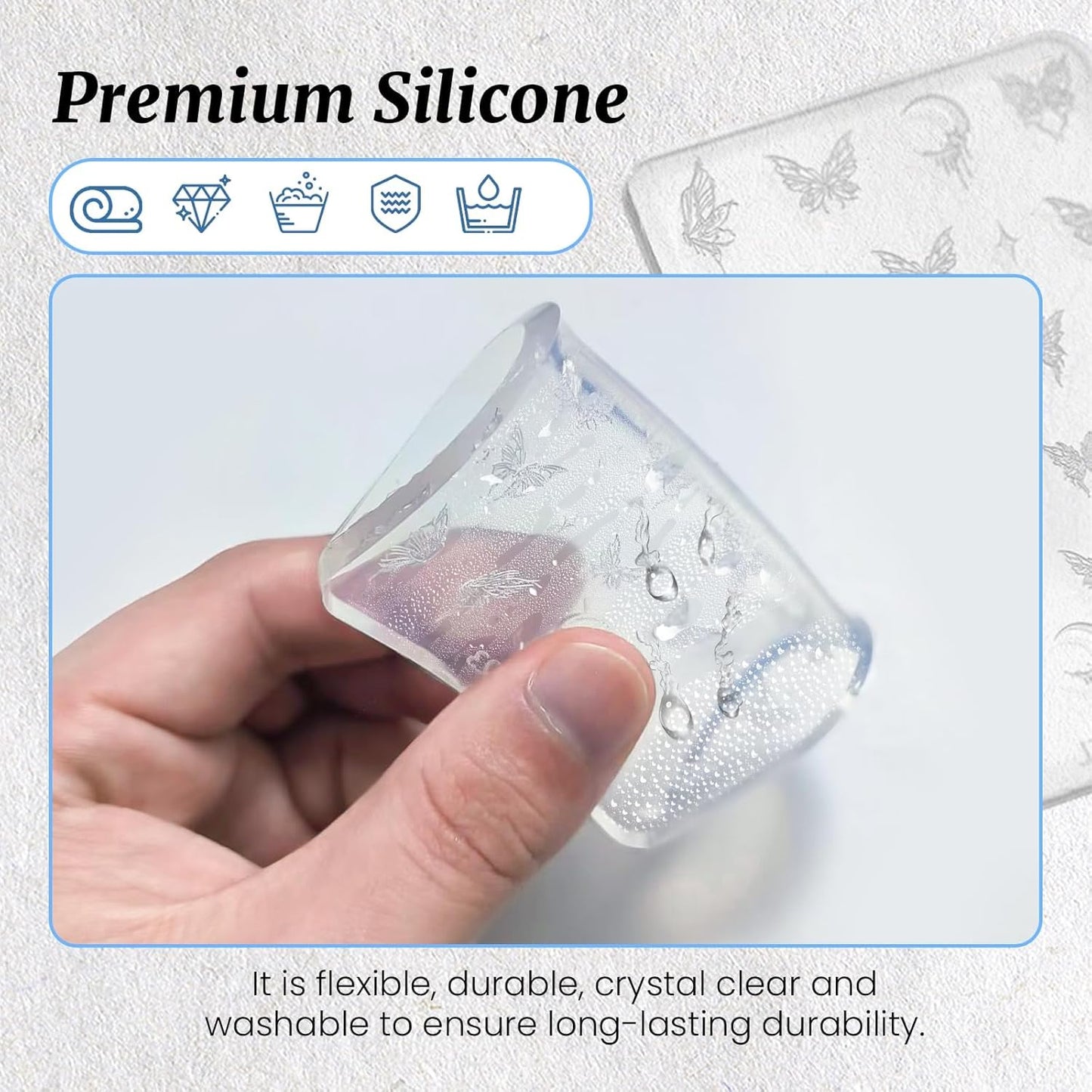 Nail Art Silicone Template, Bow Tie 3D Nail Decoration Mould for Precise Embossed Butterfly Patterns, Silicone Material, Boho Style, Indoor Use, 1 Count
