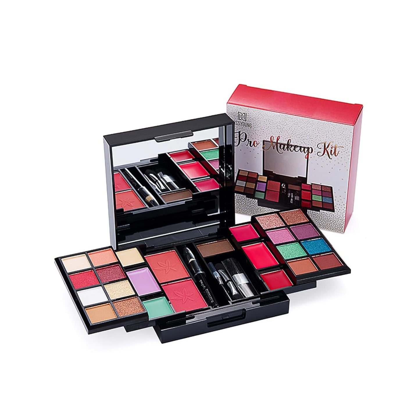 Makeup Eyeshadow Palettes, 25 Colors Protable Multifunction Blush Eyebrow Powder Contour Palettes with Makeup Brush, Matte Shimmer Pearl Eyeshadow Makeup for Daily Party Makeup #7