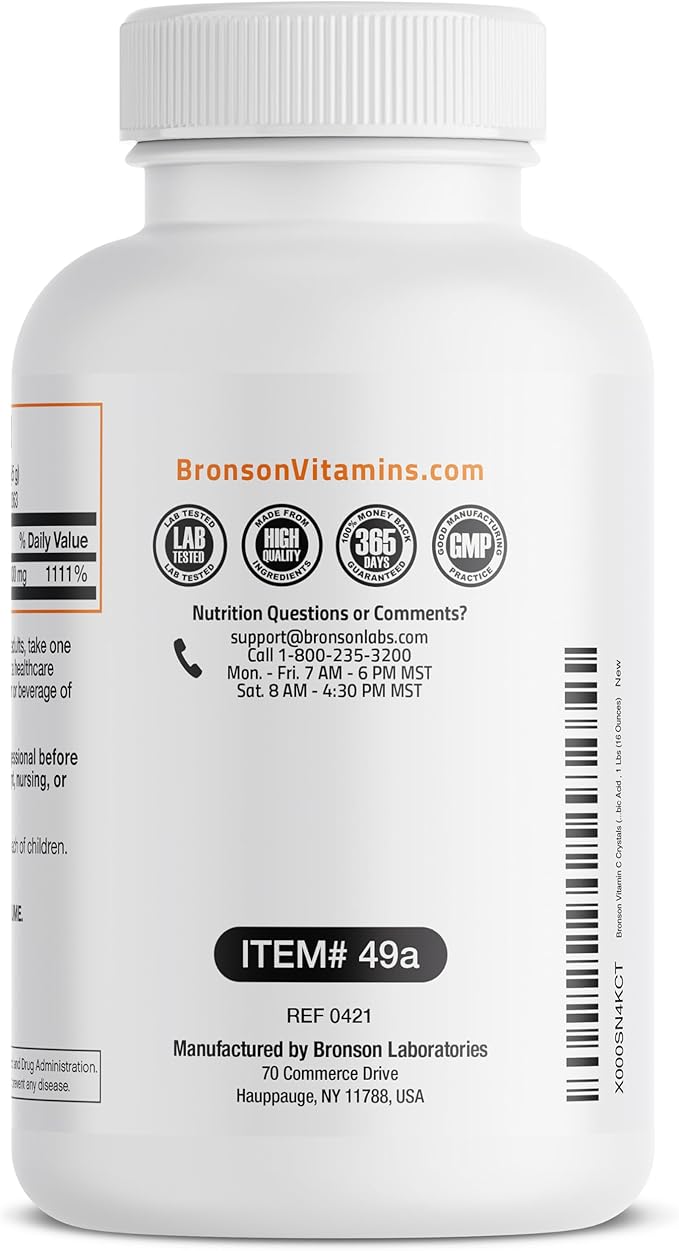 Vitamin C Powder Pure Ascorbic Acid Soluble Fine Non GMO Crystals – Promotes Healthy Immune System and Cell Protection – Powerful Antioxidant - 1 Pound (16 Ounces)
