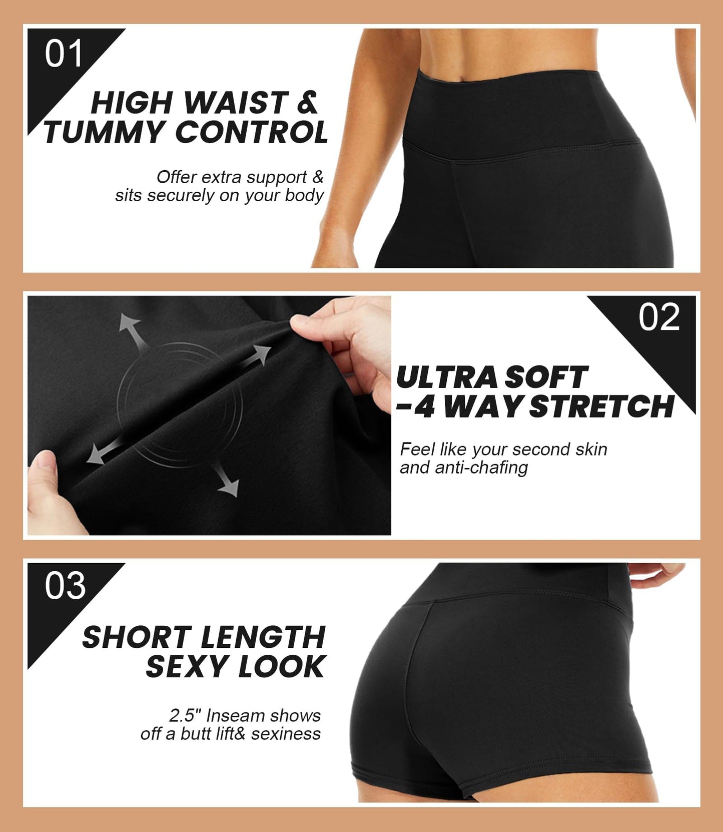 TNNZEET Biker Shorts Women - 8"/5"/3" High Waisted Tummy Control Workout Gym Spandex Booty Yoga Volleyball Shorts A-White