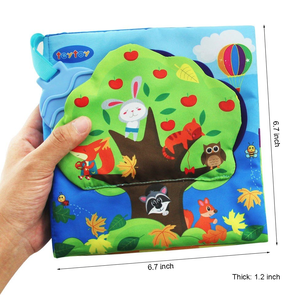 Infant Soft Book, Baby Books 6 to 12 Months, Cute Montessori Educational Newborn Baby Toys 0-3 Months, Nontoxic Fabric Touch & Feel Crinkle Cloth Books for Babies, Infants, Toddlers Visual Stimulating