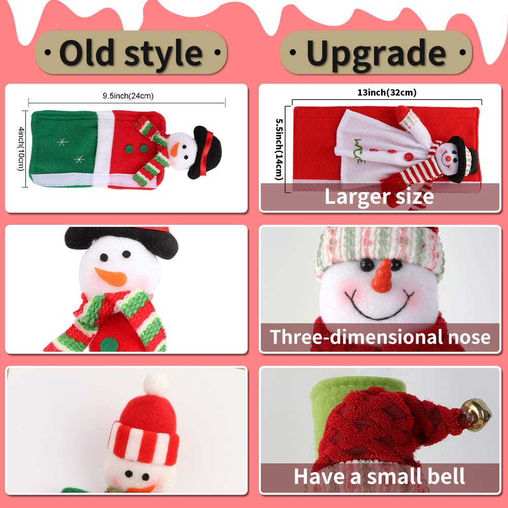OurWarm Aytai 4pcs Christmas Fridge Handle Covers Snowman Refrigerator Door Handle Cover Kitchen Appliance for Christmas Decorations
