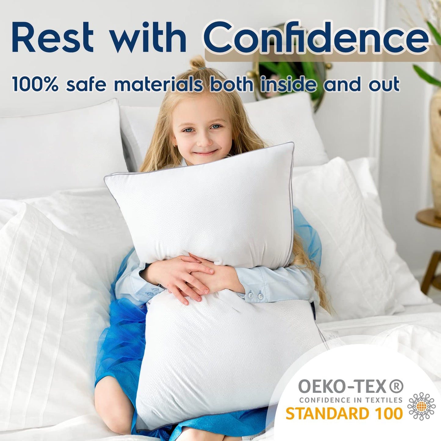 viewstar King Size Pillows Set of 2, Hotel Quality Cooling Down Alternative Gusseted Bed Pillows for Side, Back, or Stomach Sleepers, White