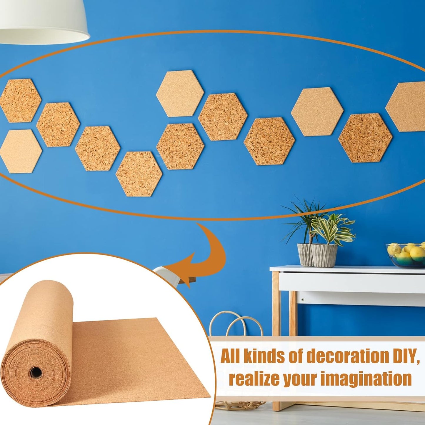 Pinkunn Cork Board Roll 94 x 48, Thick Bulletin Board Cork Sheet for Wall Dart, Crafts, DIY Projects(6 mm)