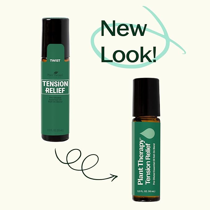 Plant Therapy Tension Relief Essential Oil Blend Pre-Diluted Roll-On 10 mL (1/3 oz) 100% Pure, Therapeutic Grade Essential Oils Diluted in Fractionated Coconut Oil
