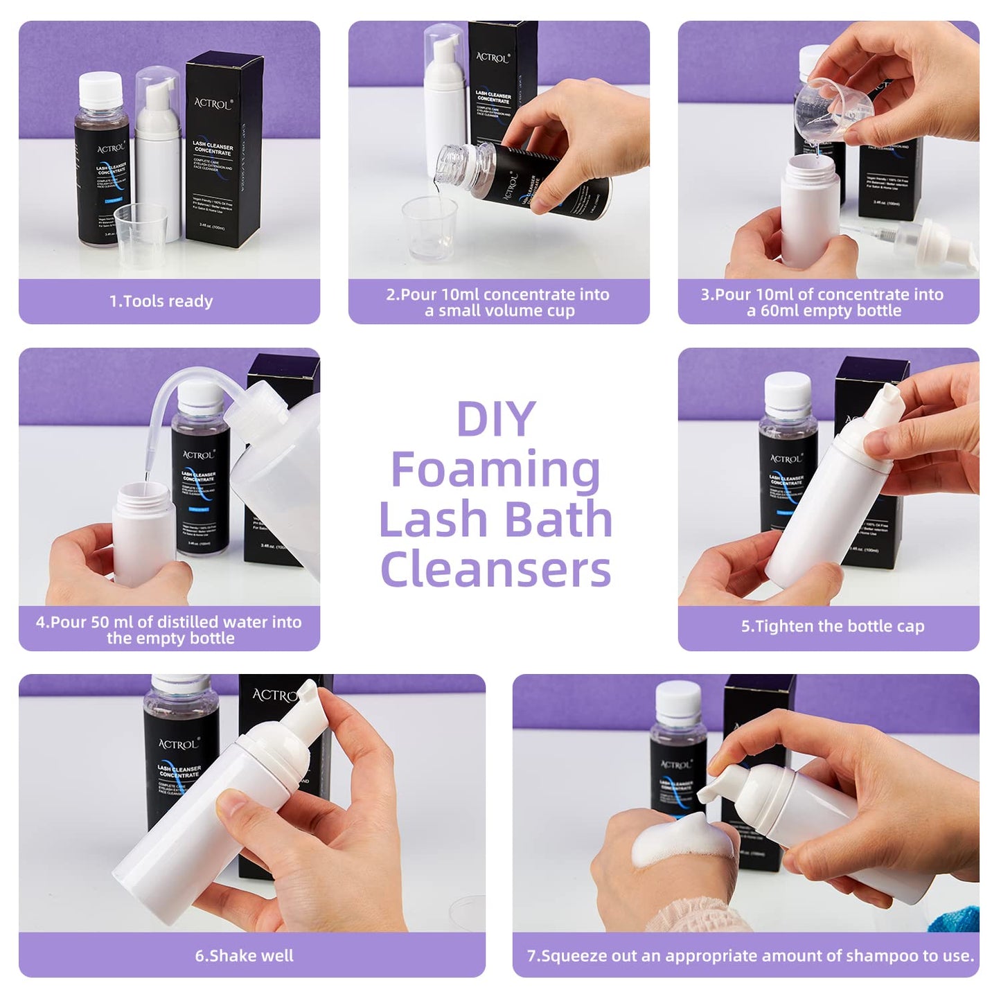 Eyelash Shampoo Concentrate 100ml Lash Extensions Cleanser Concentrate Cherry Blossom Natural Foaming Shampoo DIY Wash for Extensions Lashes with Salon Home Care-Makes 60ml Bottles