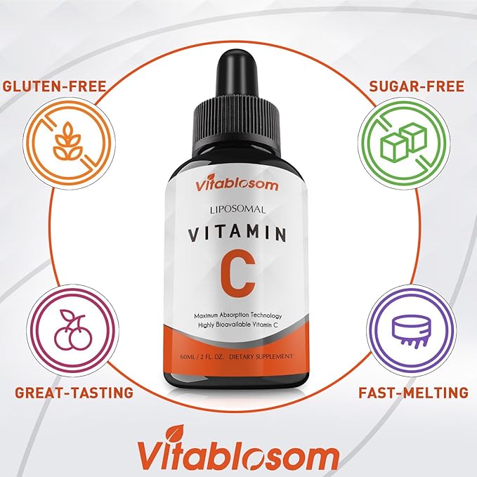 Liposomal Vitamin C 2000mg Liquid for Adults, High Absorption VIT C, Maximize Vitamin C, for Immune System & Antioxidant, 60ML (1 Bottle)