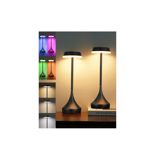 EZVALO 2 Pack Cordless Table Lamps Rechargeable, Portable 6000mAh Battery Operated Table Lamp,3 Color & RGB Color Changing Stepless Dimming Waterproof Desk Lamp for Dinner/Patio/Restaurant/Bar/Bedroom