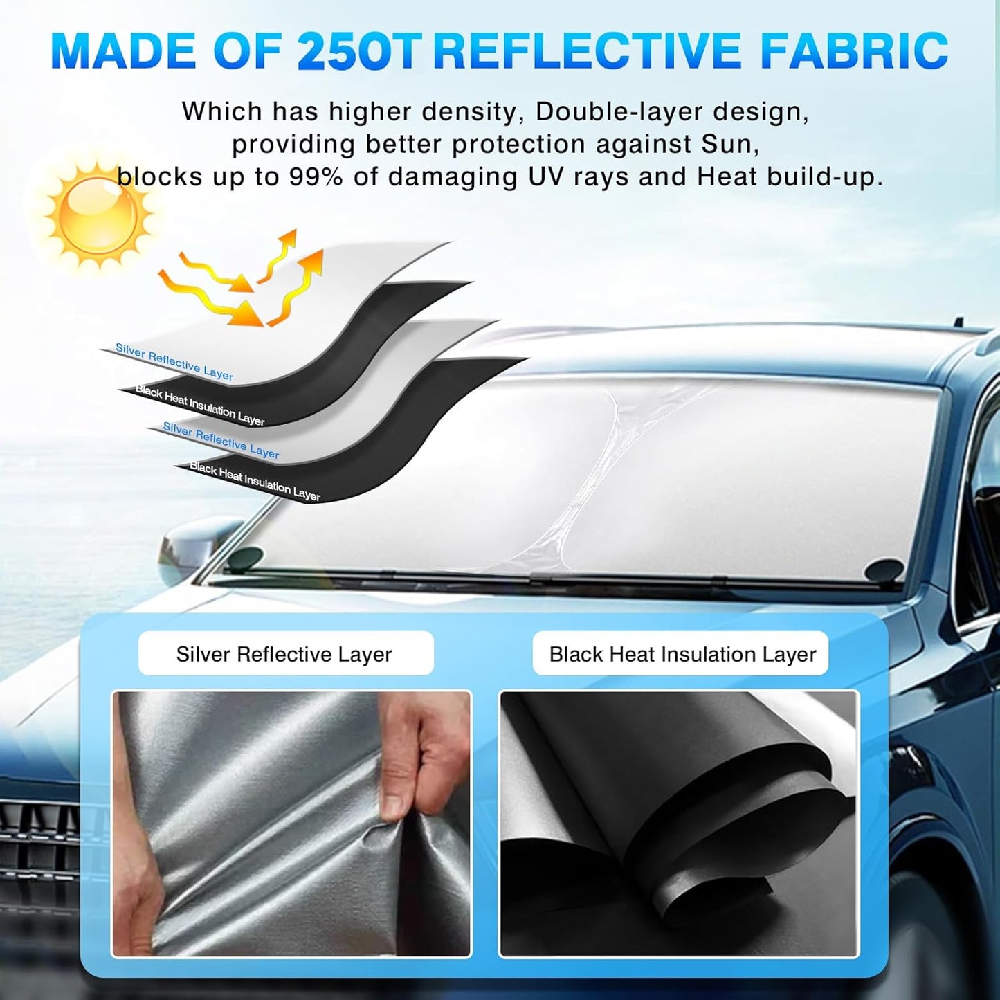 KUST Windshield Sun Shade for 2018-2024 Lexus LC Coupe Accessories Custom Fit Sunshade Sun Visor Protector Foldable Blocks UV Rays Keep Your Car Cooler